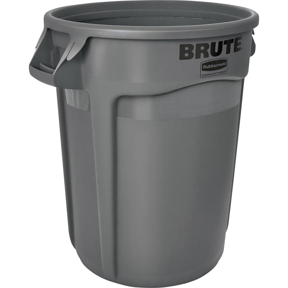 Rubbermaid Commercial Brute 32-Gallon Vented Containers, 32 gal Capacity, Round, , 27.3inH x 21.9in Diameter, Plastic, Gray, 6 / Carton