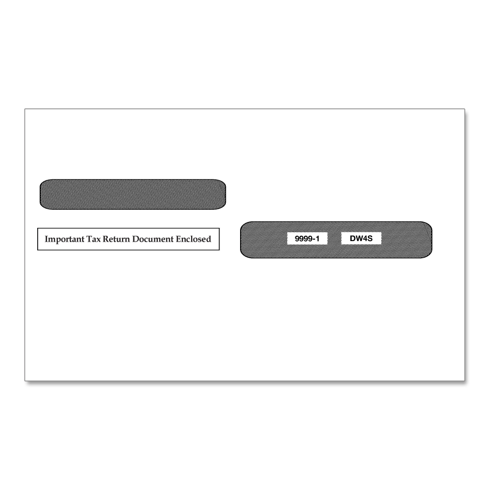 ComplyRight Double-Window Envelopes For 4-Up W-2 (5205, 5205A, 5209) Tax Forms, 5-5/8in x 9in, Moisture-Seal, White, Pack Of 100 Envelopes