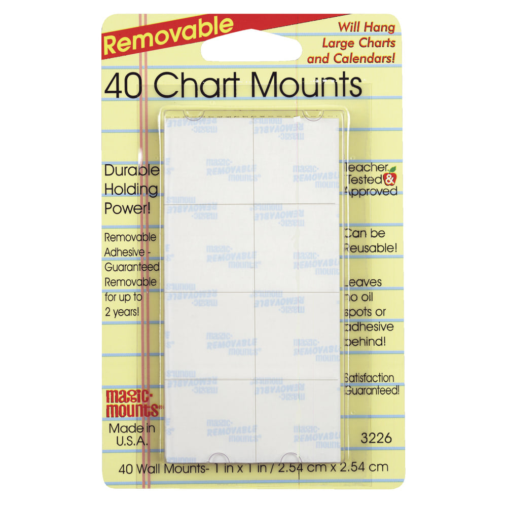 Miller Studio Removable Magic Mounts, Chart Mounts, 1in x 1in, White, 40 Tabs Per Pack, Set Of 6 Packs