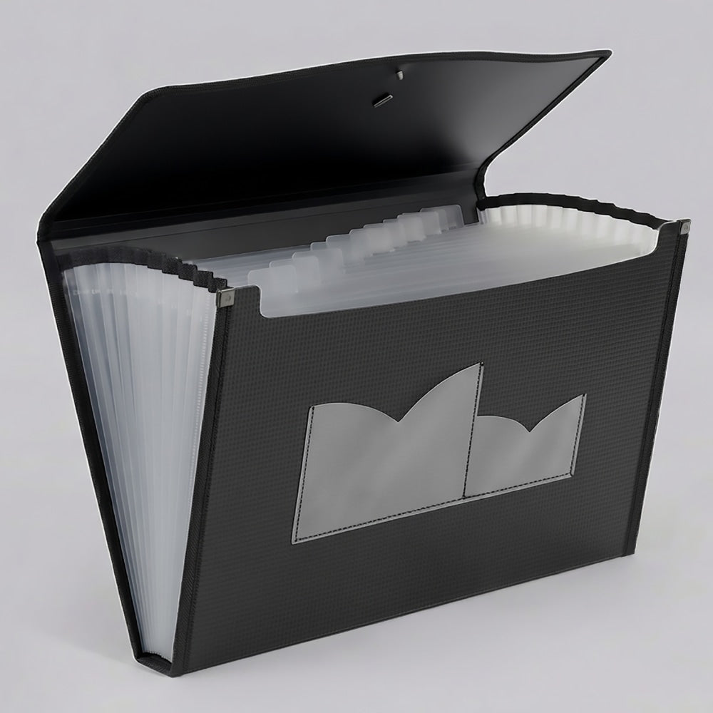 Office Depot Brand Polypropylene Expanding File, 13 Pocket, Expansion 3-1/2in, 8 1/2in x 14in, Legal, Black, Pack of 1