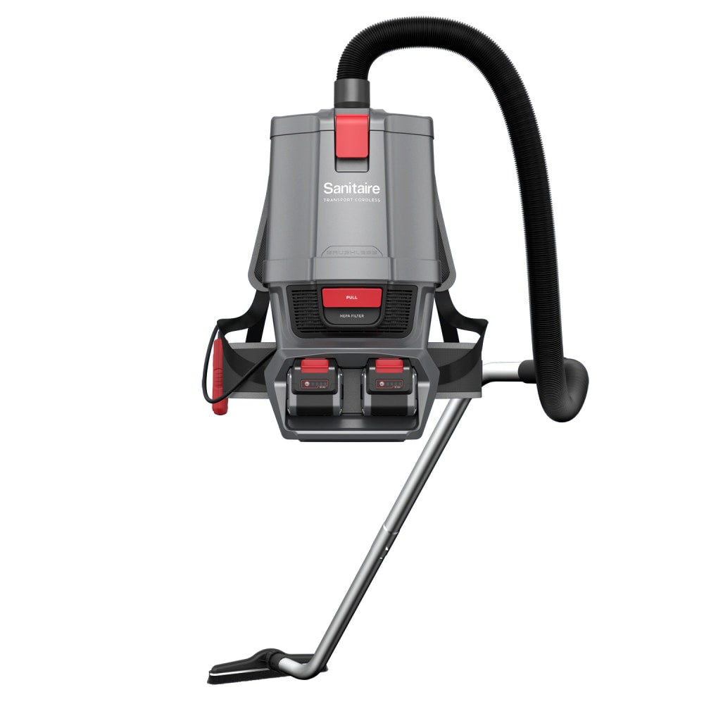 Sanitaire TRANSPORT Cordless Backpack Vacuum, Gray/Red/Black