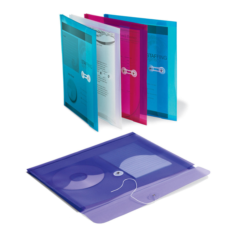 Office Depot Brand Poly String Envelopes, Letter Size, Assorted Classic Colors, Pack Of 5
