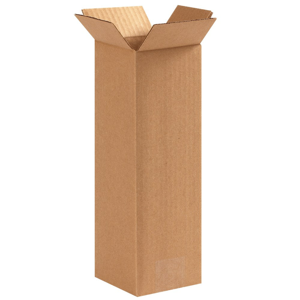 Partners Brand Tall Corrugated Boxes, 4in x 4in x 12in, Kraft, Pack Of 25