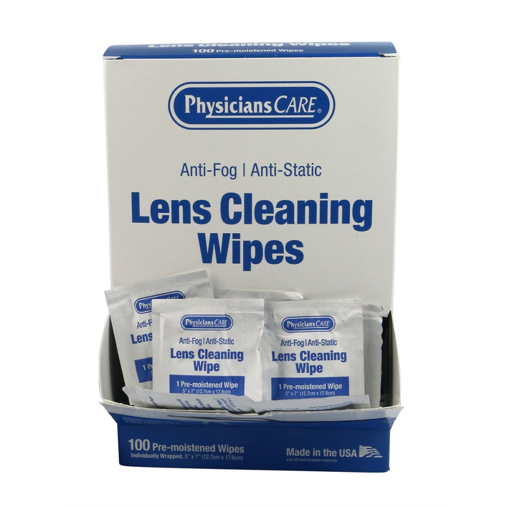 PhysiciansCare Lens Cleaning Wipes, 5-5/16in, Pack Of 100 Wipes