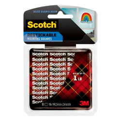 Scotch Restickable Mounting Squares, 1 x 1 in, 1 Pack, 18 Clear Squares/Pack, Reusable Mounting Tape, Holds up to 1 lb, Multi-Surface Use