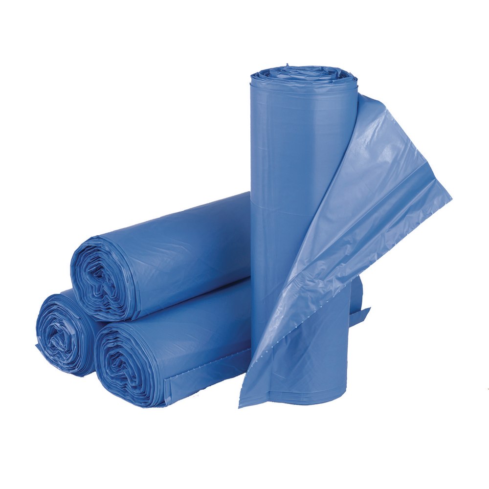 Interplast GrouP High Density Commercial Can Liners,  0.71 mil, 60 gal, 18 mic, 40in x 48in, Blue, 200/Carton