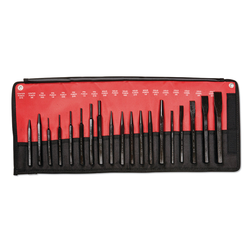 Mayhew Tools 19 Piece Punch & Chisel Kits, Pointed; Round, English, Pouch