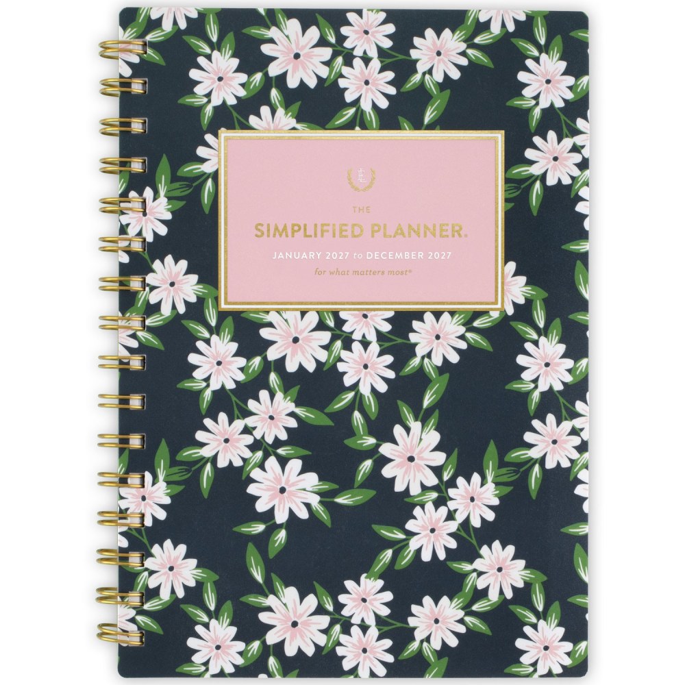 Simplified by Emily Ley for AT-A-GLANCE 2027 Weekly Monthly Planner, Berry Floral, Small, 5 1/2in x 8 1/2in