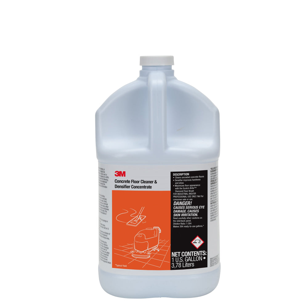 3M Concrete Floor Cleaner & Densifier Concentrate Bottles, 1 Gallon, Case Of 4 Bottles