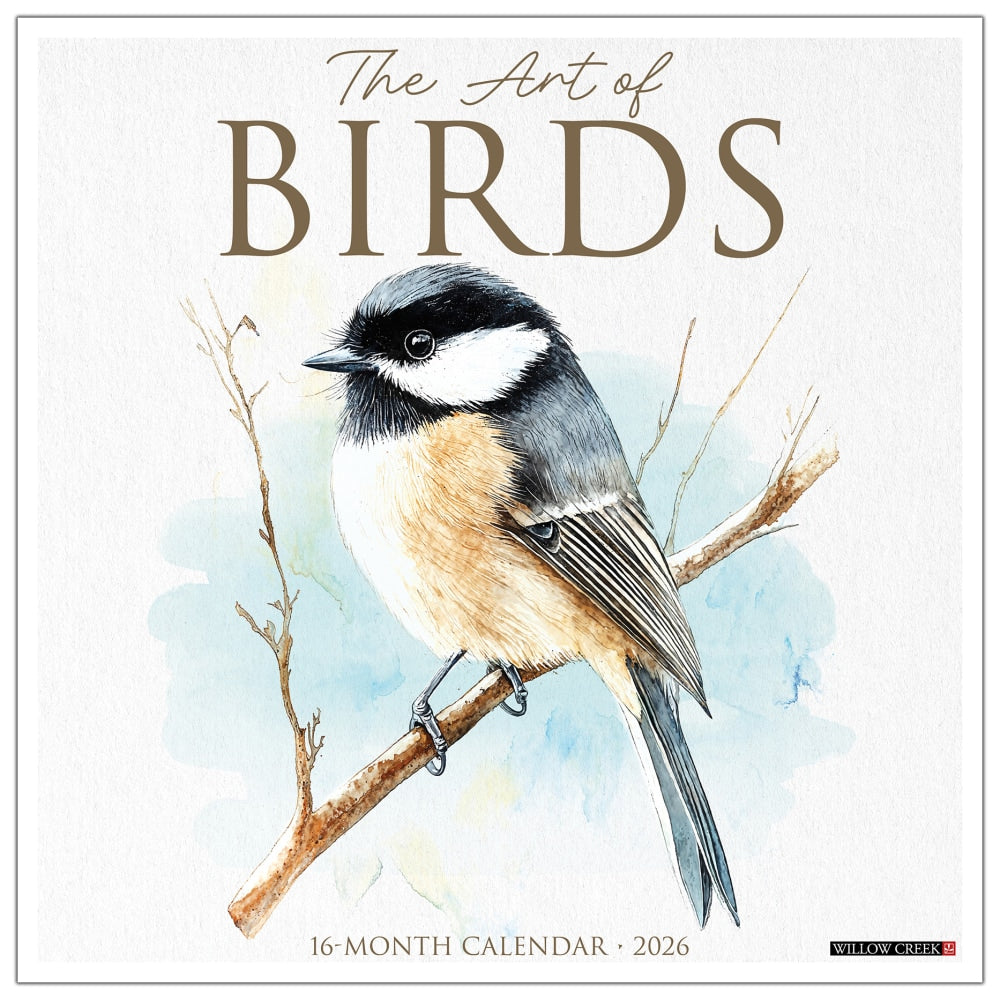 2026 Willow Creek Press Monthly Wall Calendar, 12in x 12in, The Art of Birds, January To December, 56332