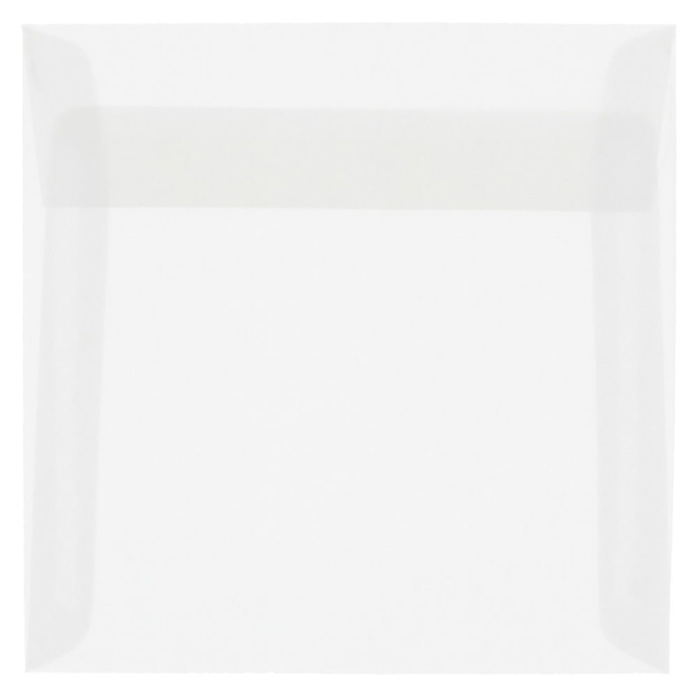 JAM Paper Translucent Vellum Invitation Envelopes, 5 1/2in x 5 1/2in, Gummed Seal, Clear, Pack Of 25