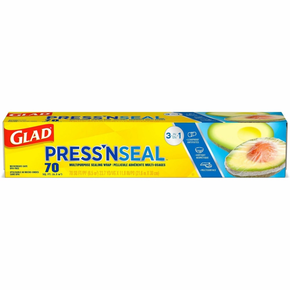 Glad 70 Square Foot PressN Seal Food Plastic Wrap - 11.80in Wx71.10 ft L - Plastic - Clear - 70441