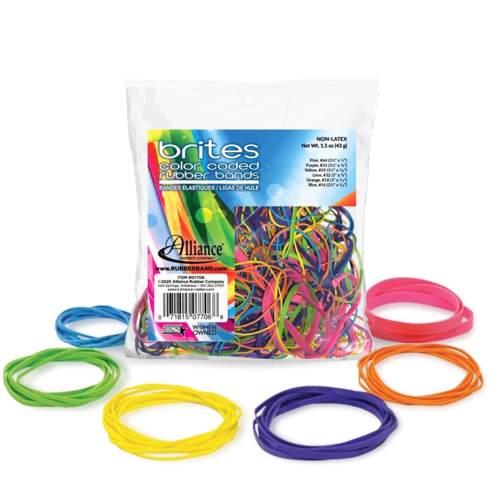 Alliance Brites Pic Pac Rubber Bands, Assorted Sizes/Colors, 1.5 oz. Bag