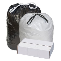 Highmark Draw And Tie Can Liners, 0.7 mil, 15 Gallons, 24in x 28in, White, Box Of 300