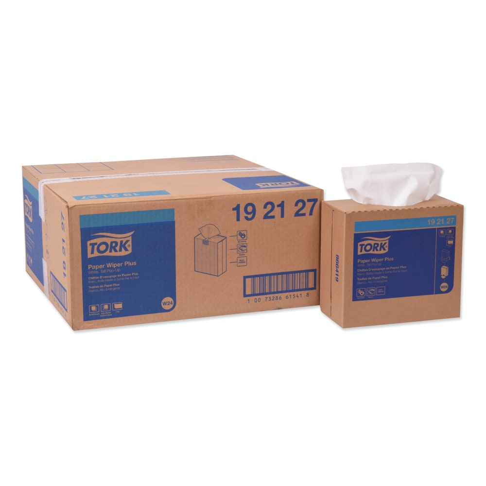 Tork Multipurpose Paper Wipers, 9-1/4in x 16-1/4in, White, 100 Sheets Per Box, Carton Of 8 Boxes