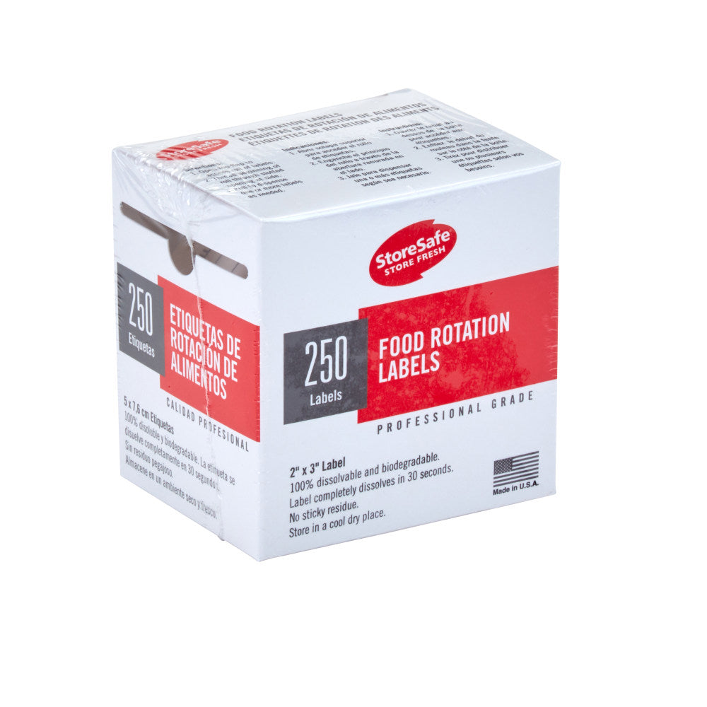 Cambro Food Rotation Labels, 2in x 3in, White, 250 Labels Per Box, Case Of 6 Boxes