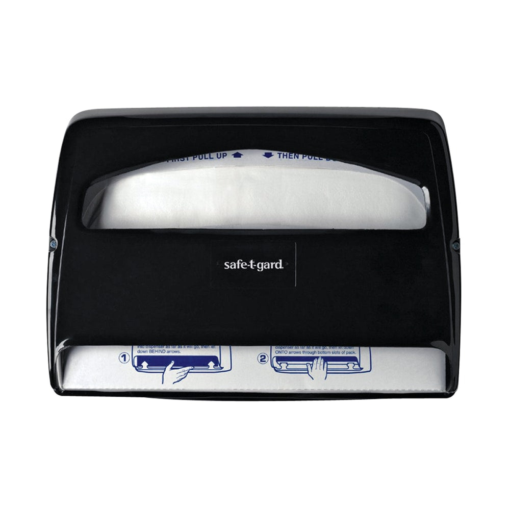 Safe-T-Gard 1/2-Fold Seat Cover Dispensing System, 11-3/4inH x 16-3/8inW x 2-1/2inD, Black
