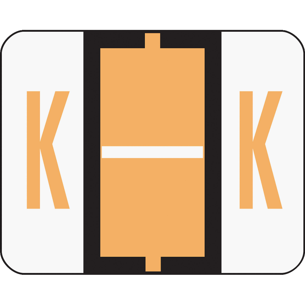 Smead BCCR Bar-Style Permanent Alphabetical Labels, K, Light Orange, Roll Of 500