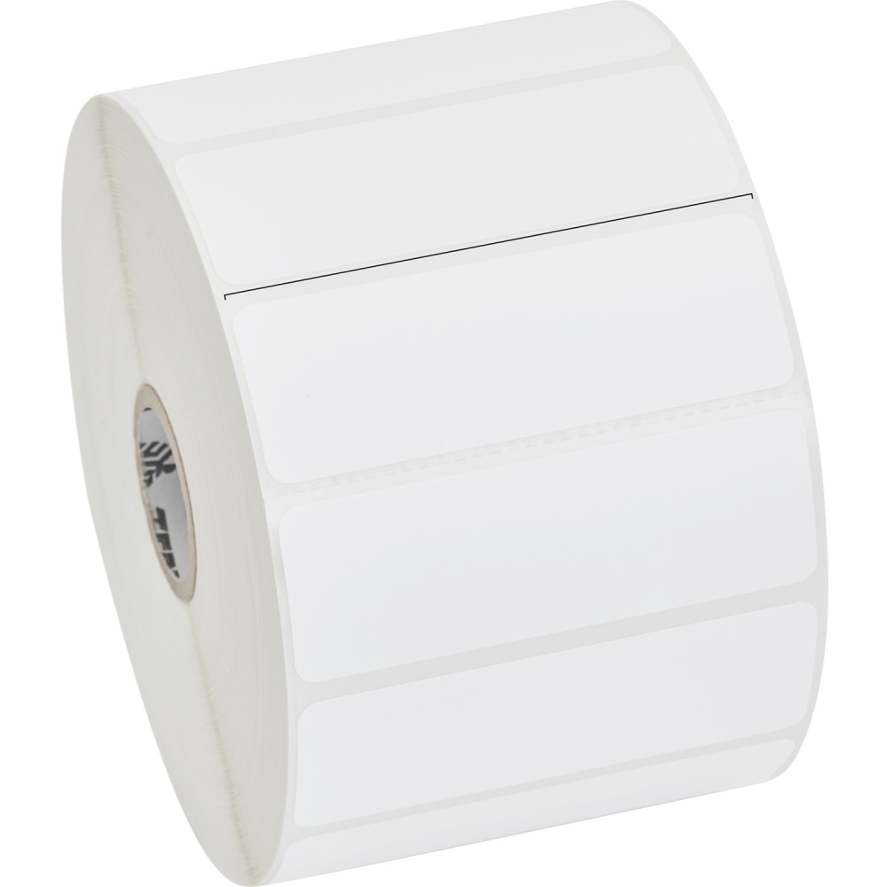 Zebra Z-Perform 2000D Thermal Label - 3inx 1in - Permanent Adhesive - Direct Thermal - White - Paper, Acrylic - 2340 / Roll - Perforated - 6 Roll