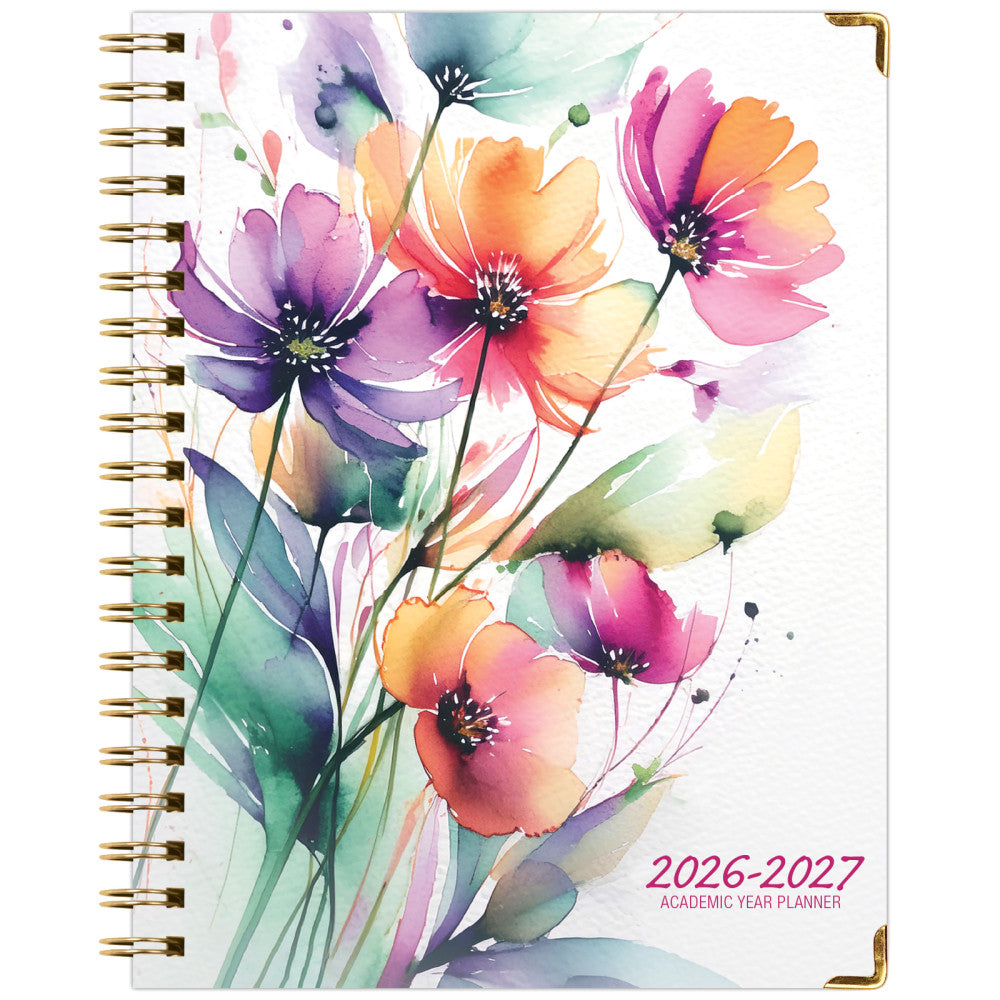 2026-2027 Excello Brands 14-Month Academic Year Hardcover Weekly/Monthly Fashion Planner, 8-1/2in x 11in, Rainbow Floral, May To June, Total Qty 1