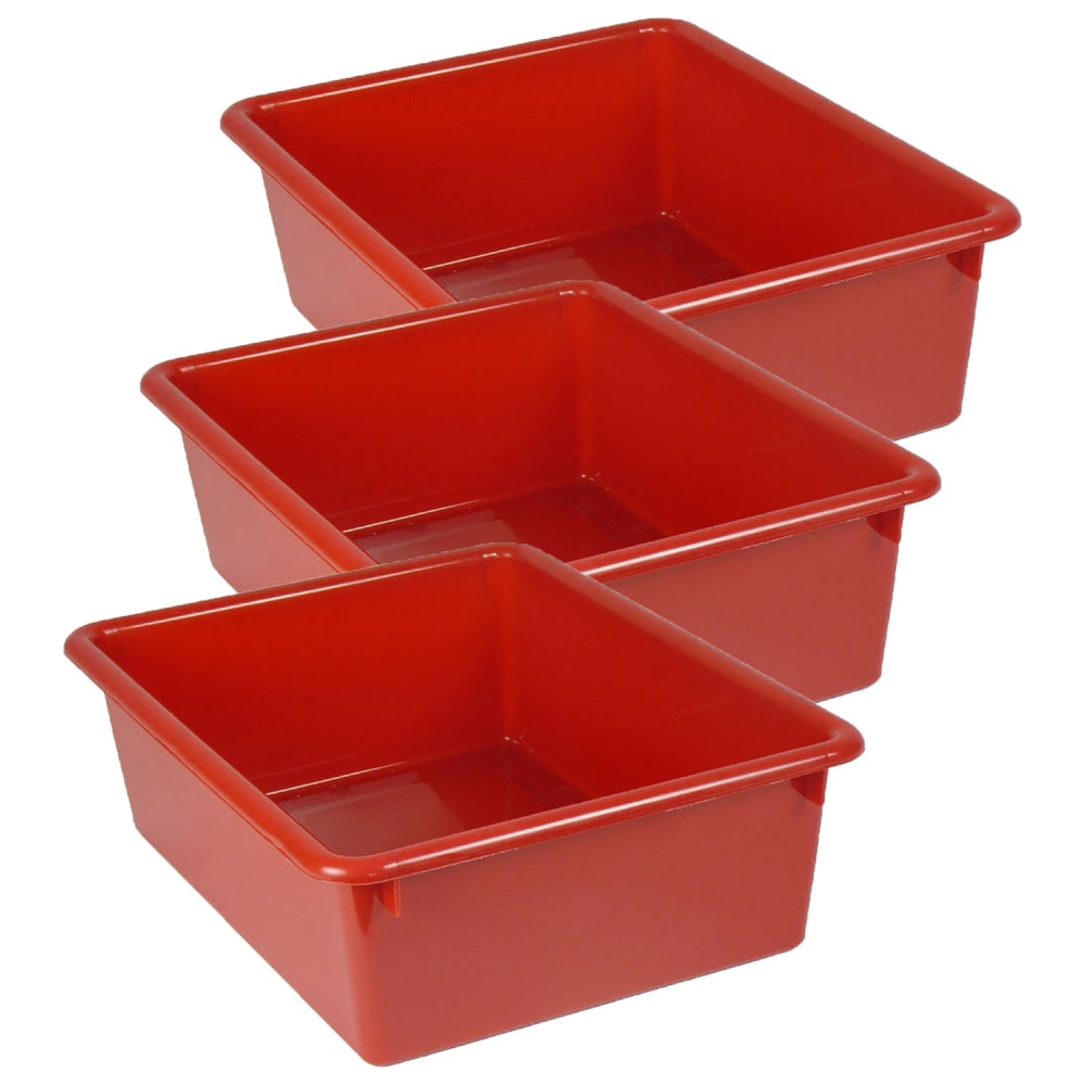 Romanoff Products Double Stowaway Trays, 5-1/2inH x 13-1/2inW x 16inD, Red, Pack Of 3 Trays