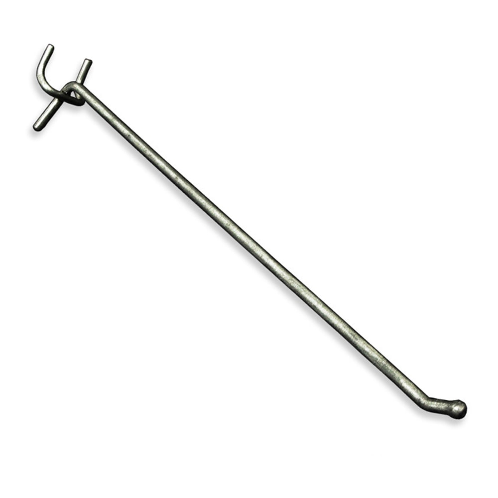 Azar Displays Galvanized Metal Hooks For Pegboard And Slatwall Systems, 10in, Pack Of 50 Hooks