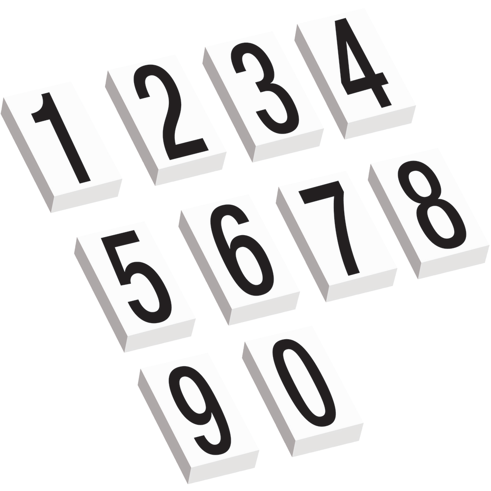 Partners Brand Vinyl Warehouse Labels, DL9315, Numbers 0 - 9, 3 1/2in, Black/White, Case Of 600