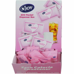 nJOY Saccharine Packets With Dispenser, Pink, Box Of 400