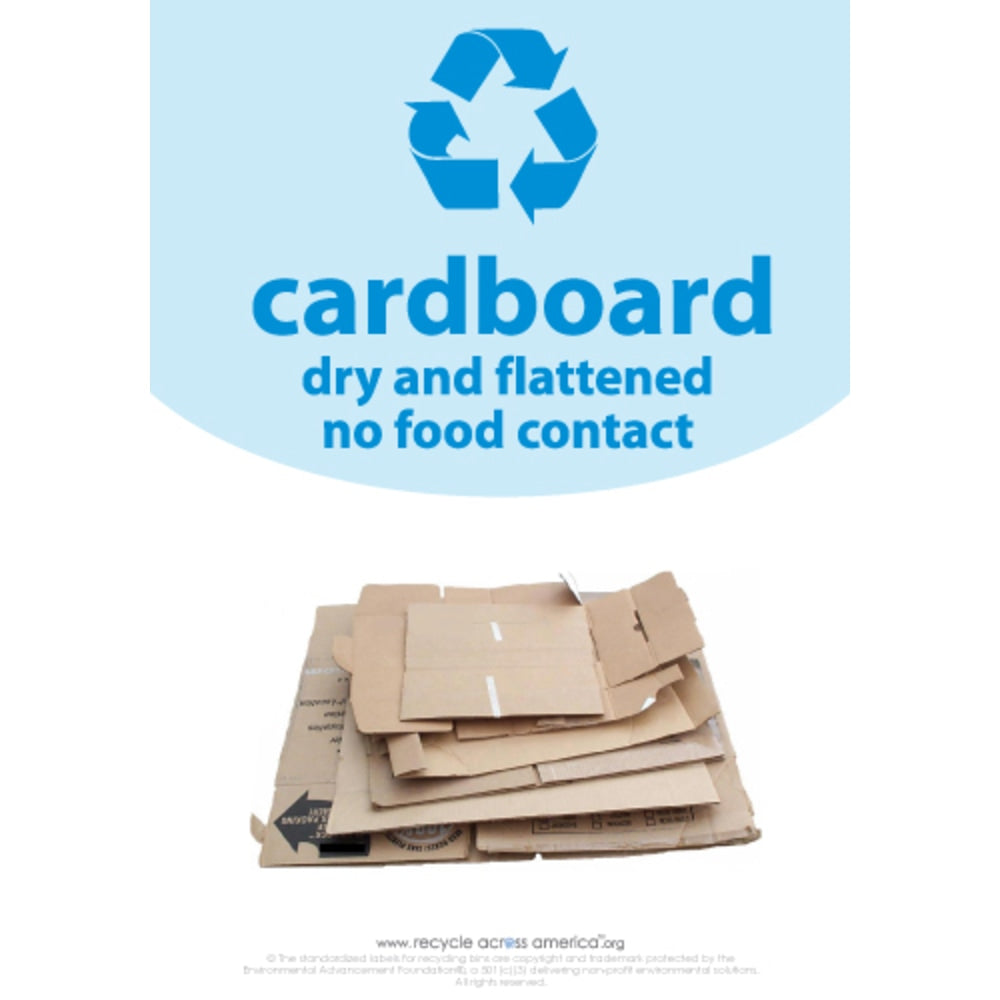 Recycle Across America Cardboard Standardized Recycling Labels, CARD-1007, 10in x 7in, Light Blue