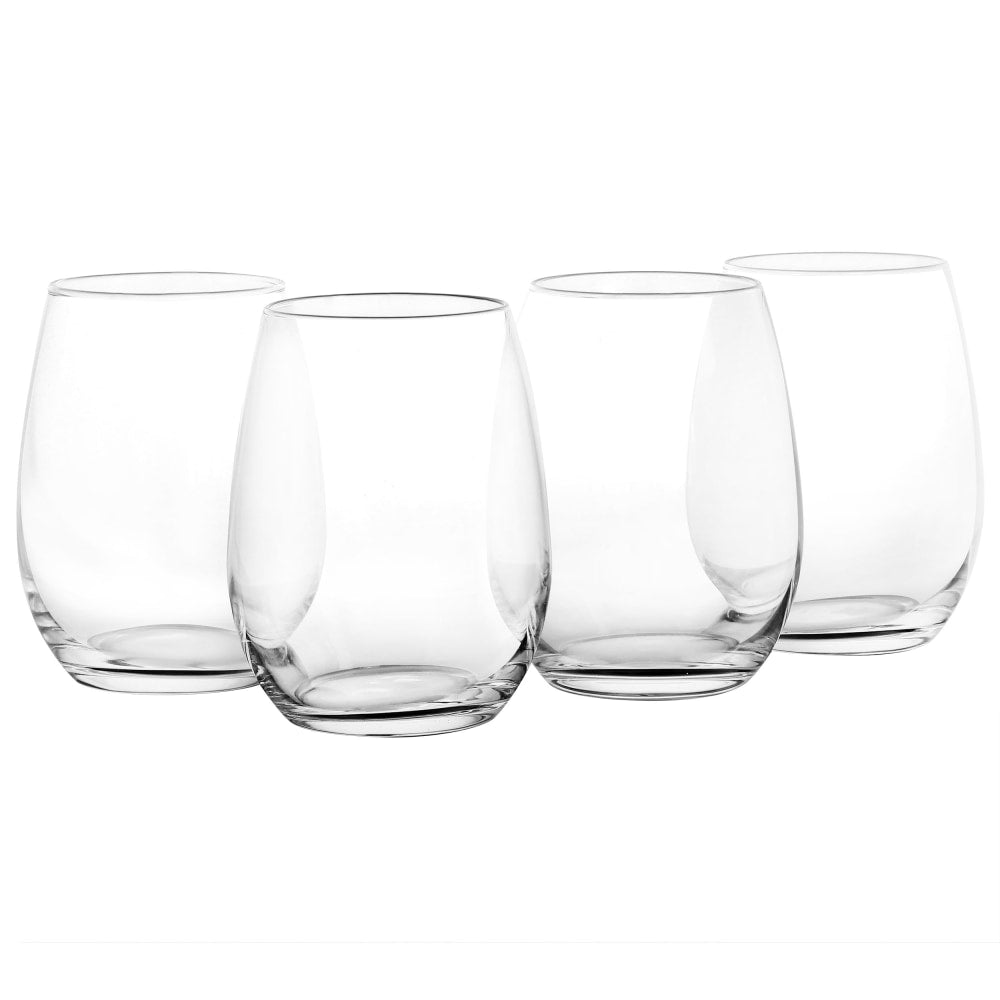 Martha Stewart 4-Piece Stemless Wine Glass Set, 19 Oz, Clear