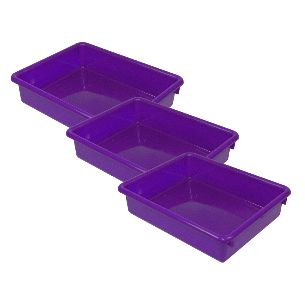 Romanoff Products Stowaway Letter Trays, 3inH x 10-1/2inW x 13inD, Purple, Pack Of 3 Trays