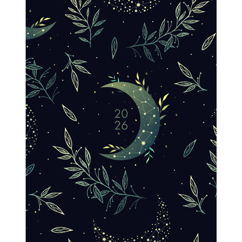 2026 Willow Creek Press Monthly Booklet Planner, 7-1/2in x 9-1/2in, Floral Moon, January To December, 57551