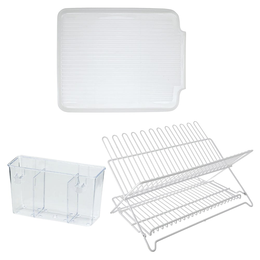Better Houseware Dish Drain Board, Rack and Cutlery Caddy Kit, White