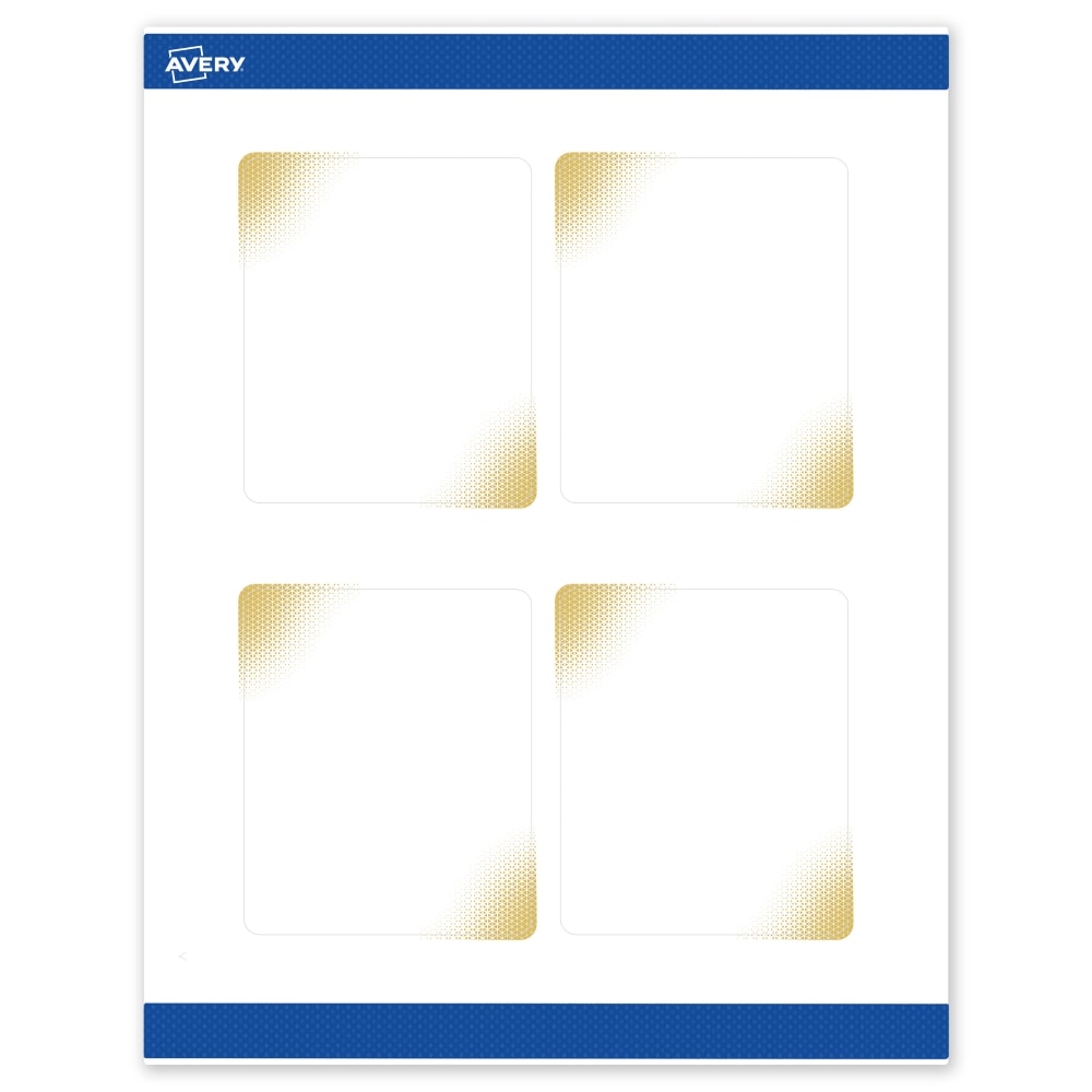 Avery Printable Labels With Sure Feed Technology, S00-EWD, Rectangle, 4in x 3-1/3in, Matte White With Preprinted Gold-Blush Pattern, Pack Of 40