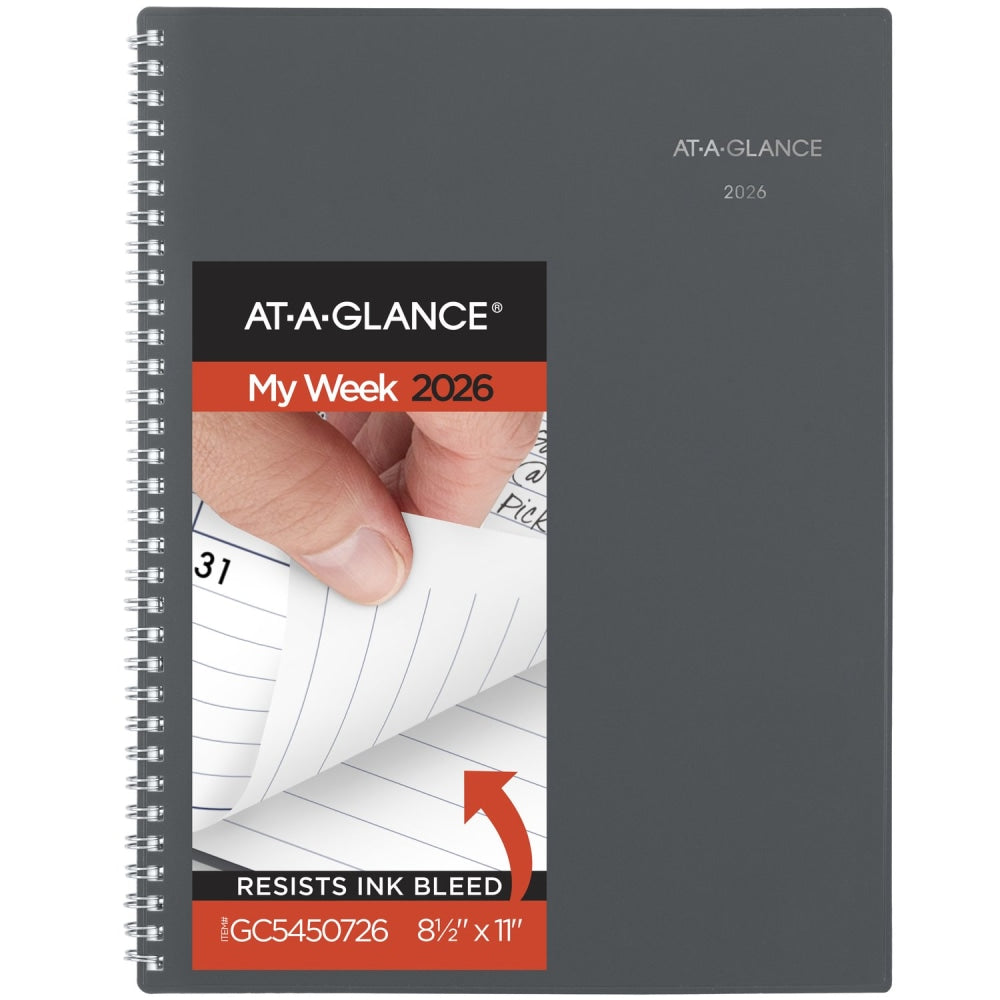 AT-A-GLANCE DayMinder 2026 Weekly Monthly Planner, Gray, Large, 8 1/2in x 11in