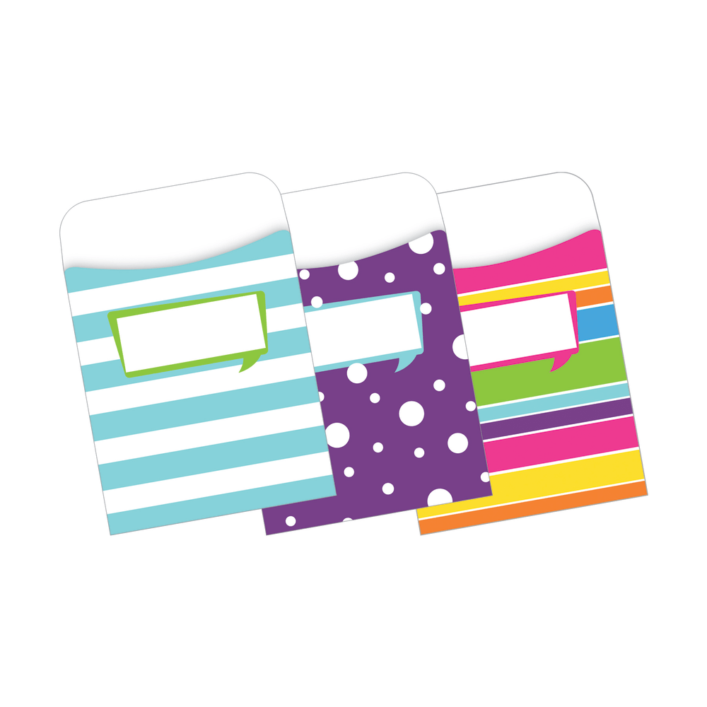 Barker Creek Peel & Stick Library Pockets, 3 1/2in x 5 1/8in, Happy, Pack Of 30