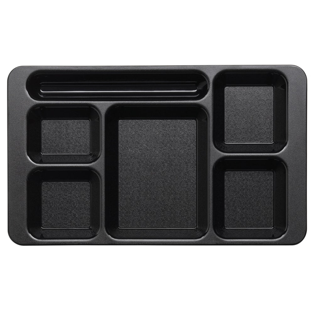 Cambro Camwear 5-Compartment Trays, 15inW, Black, Pack Of 24 Trays