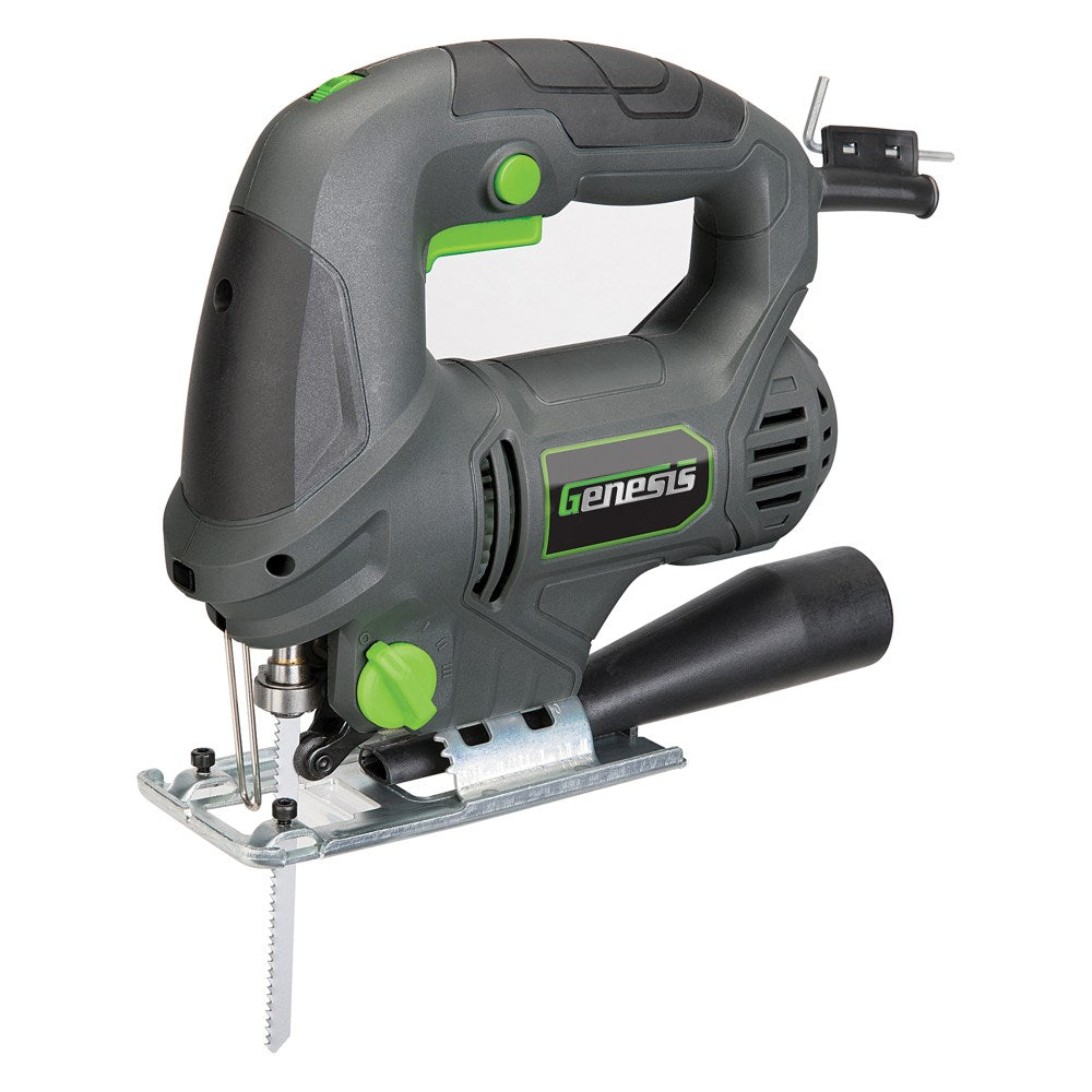 Genesis 5-Amp Variable-Speed Orbital Jigsaw With Blades, Gray/Green