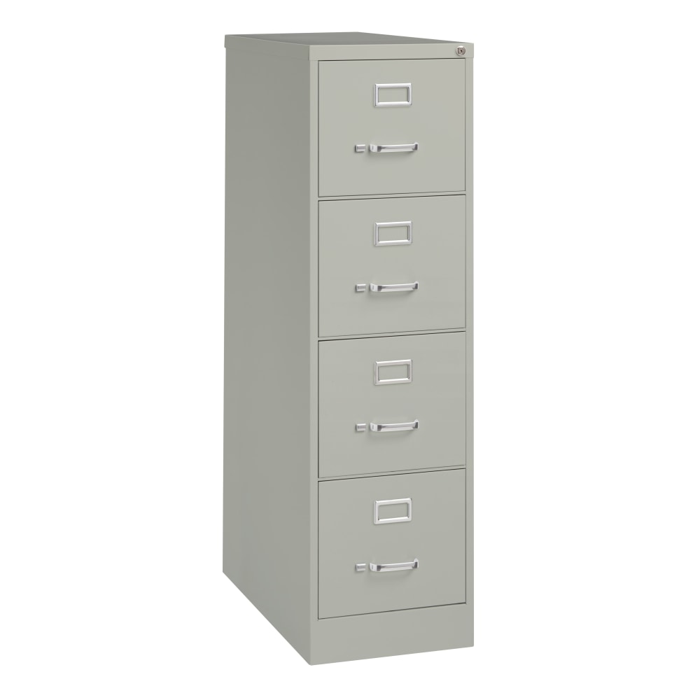 WorkPro 26-1/2inD Vertical 4-Drawer Letter-Size File Cabinet, Light Gray