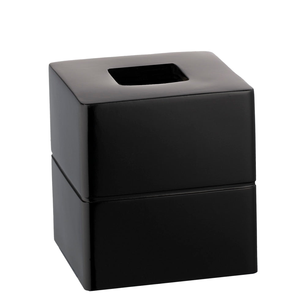 Erwyn Products Malibu Boutique Tissue Box Covers, 5-15/16inH x 5-1/2inW x 5-1/2inL, Black, Total Qty 6