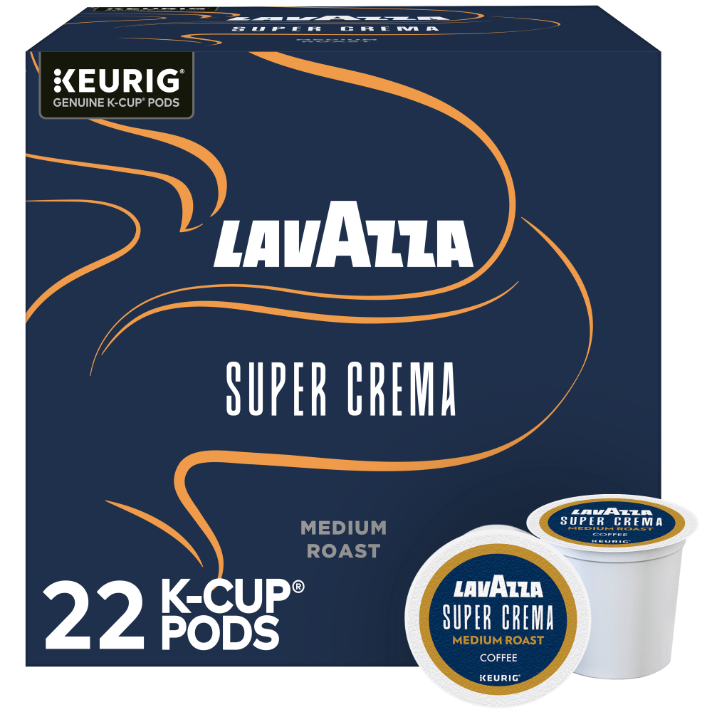 Lavazza Super Crema, Single Serve Keurig K-Cup Pods, Medium Espresso Roast Coffee, 22 Count