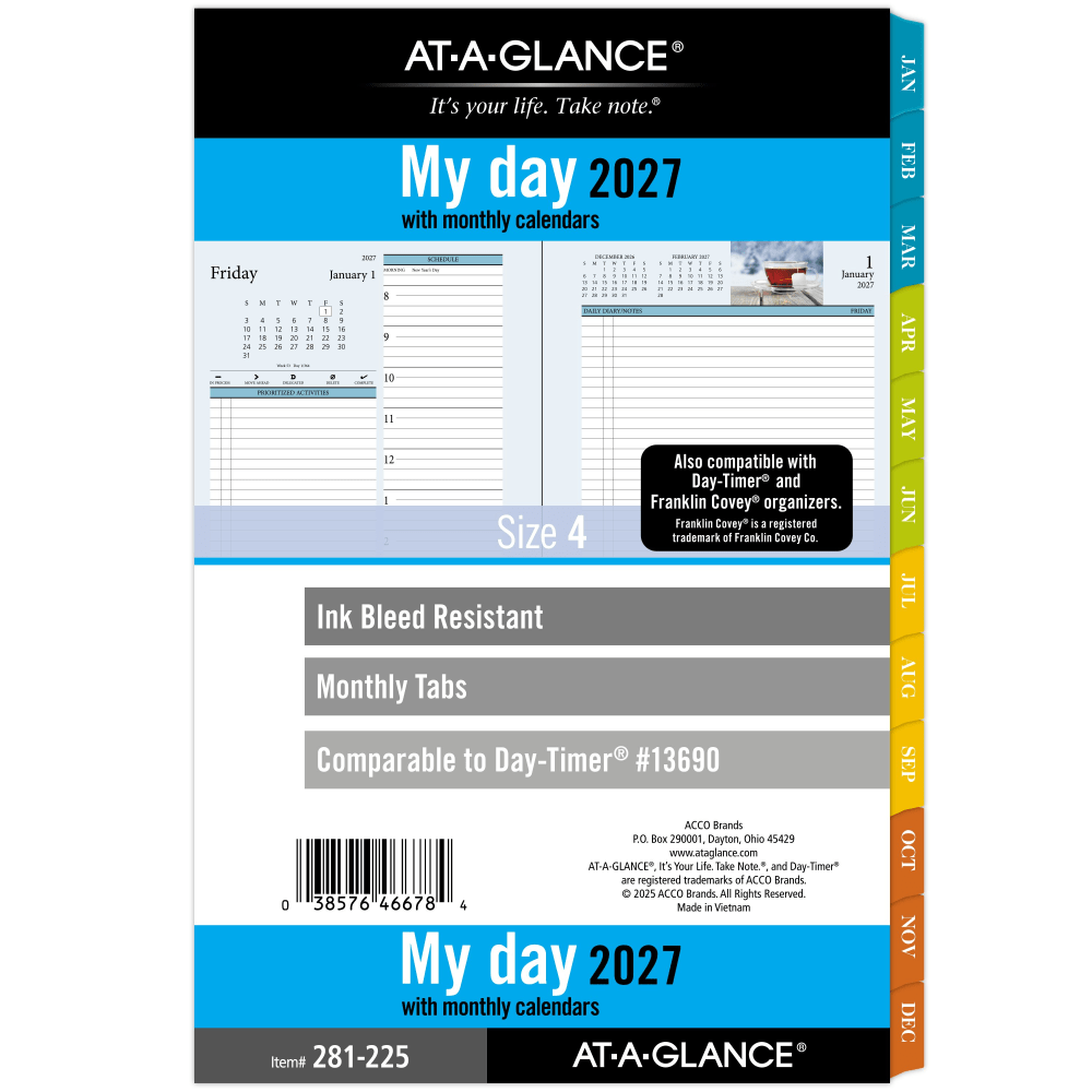 AT-A-GLANCE 2027 Zenscapes Daily Monthly Planner Two Page Per Day Refill, Loose-Leaf, Desk Size, 5 1/2in x 8 1/2in