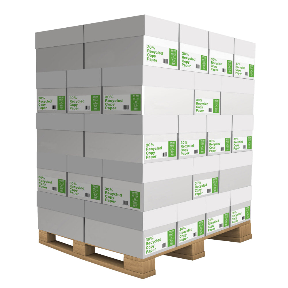 Domtar Copy Paper, 400 Reams, White, Letter (8.5in x 11in), 200000 Sheets Per Pallet, 20 Lb, 92 Brightness, 30% Recycled