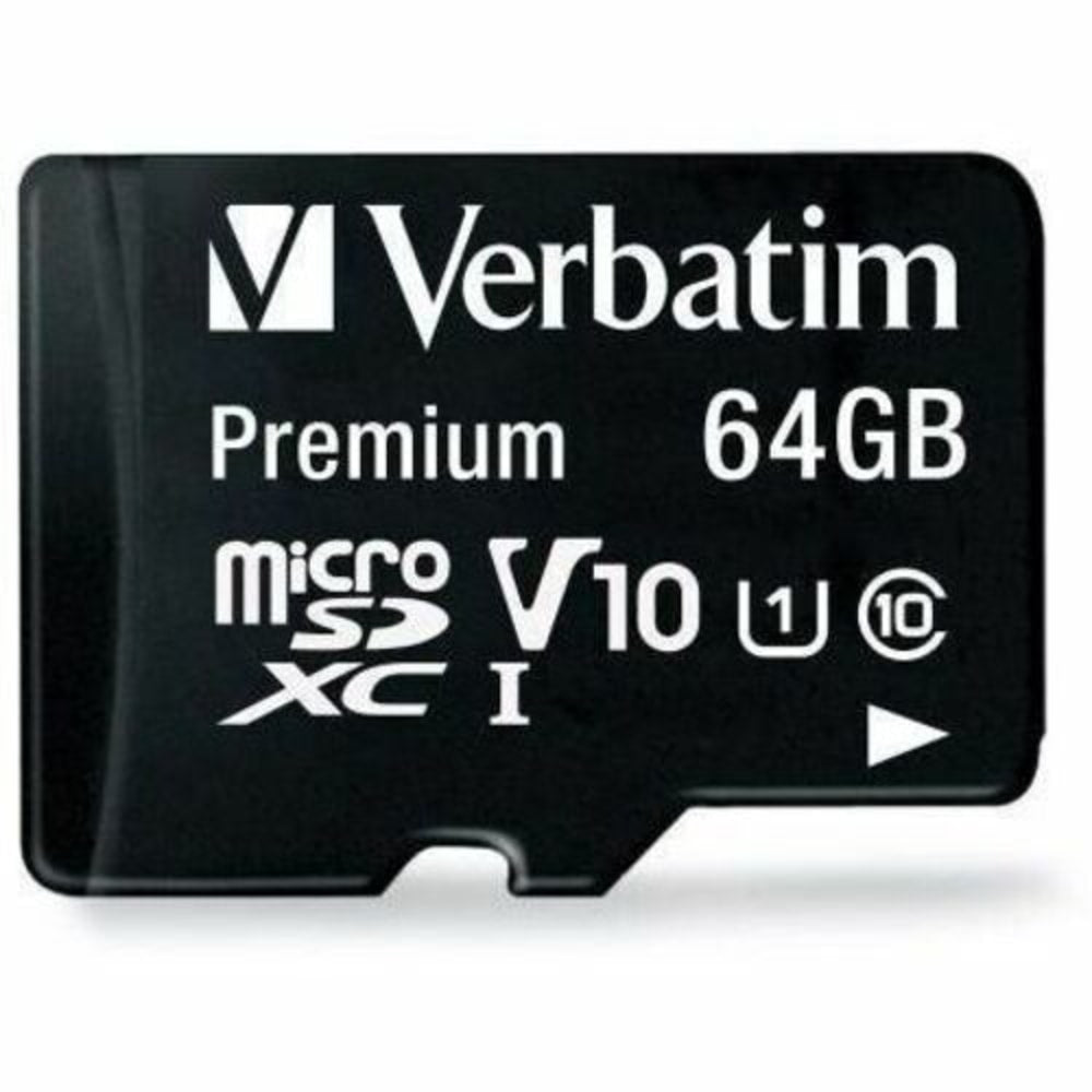 Verbatim Premium UHS-I Class 10 MicroSDXC Memory Card With Adapter, 64GB