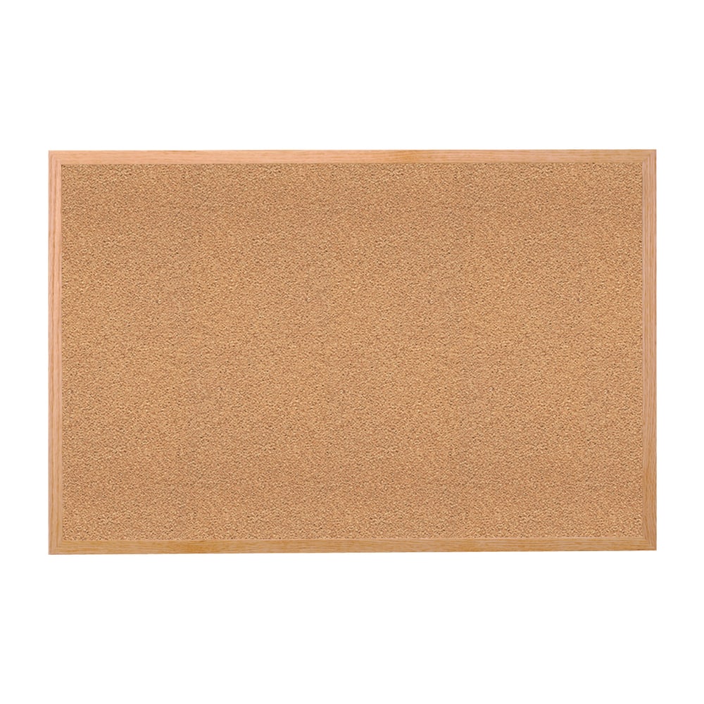 Ghent Cork Bulletin Board, 24in x 36in, Wood Frame With Brown Finish