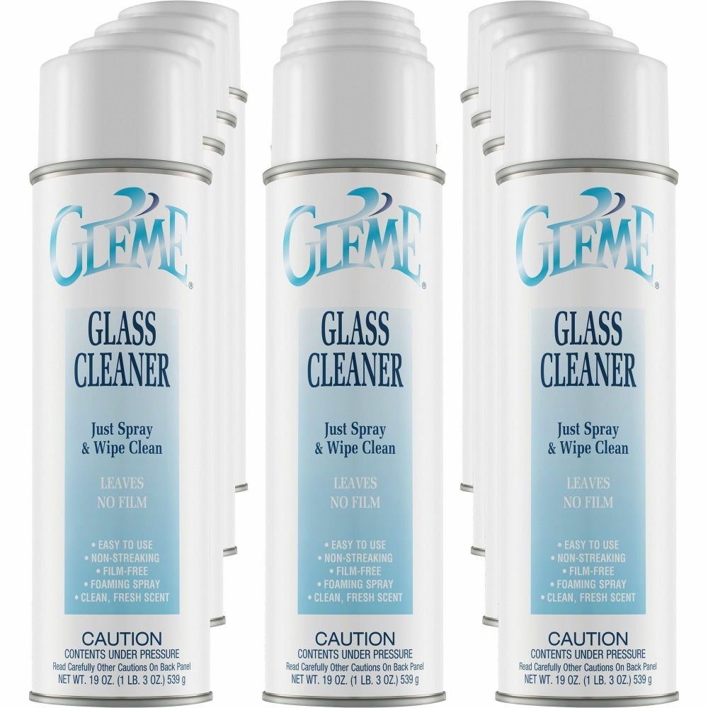 Claire Gleme Glass Cleaner, Ready-To-Use, 19 oz Can, 12 Cans Per Case - CL050