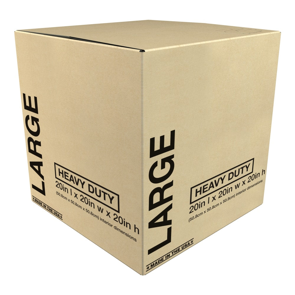 Heavy-Duty Corrugated Moving Box, 20inH x 20inW x 20inD, Kraft
