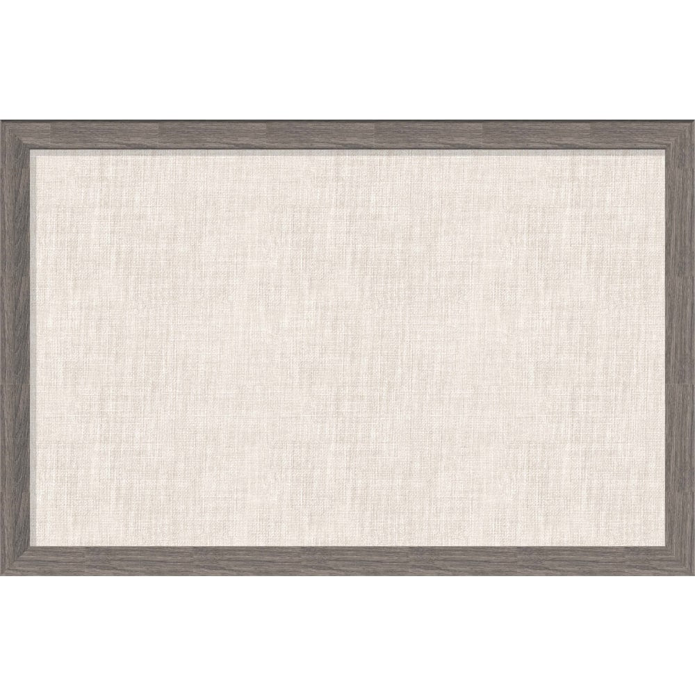 U Brands Linen Bulletin Board, 35in X 23in, Brown Rustic Wood Decor Frame