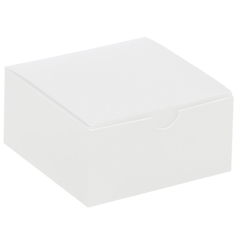 Partners Brand Gift Boxes, 4inL x 4inW x 2inH, 100% Recycled, White, Case Of 100