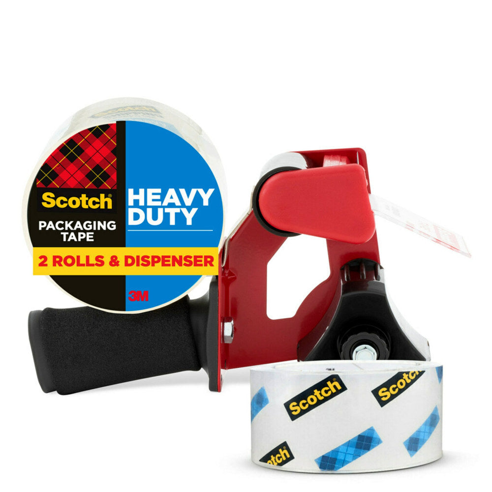 Scotch Heavy Duty Shipping Packaging Tape, 1.88 in x 54.6 yd, 2 Tape Dispenser Rolls, Moving Supplies, Packing Tape for Moving Boxes and Packaging